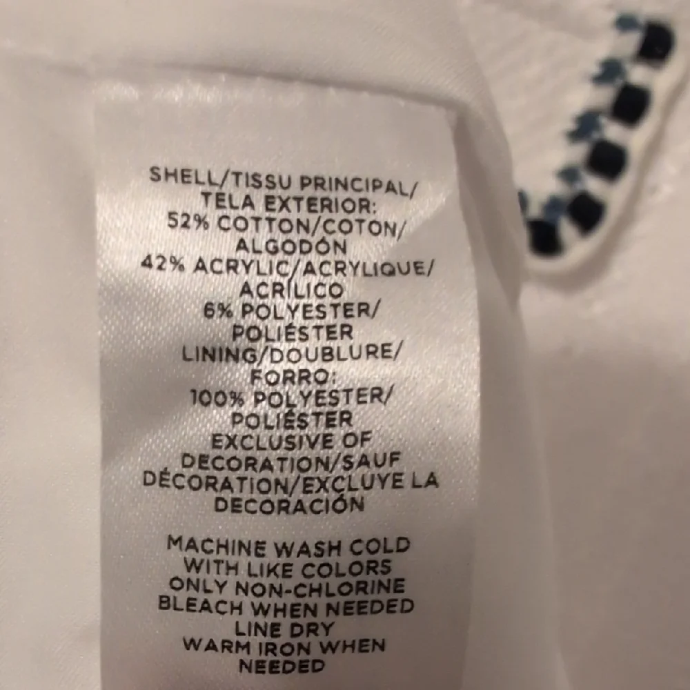 SALE White Ann Taylor Short Slv Tweed Dress w/ Black & Blue Trim - Picture 6 of 6